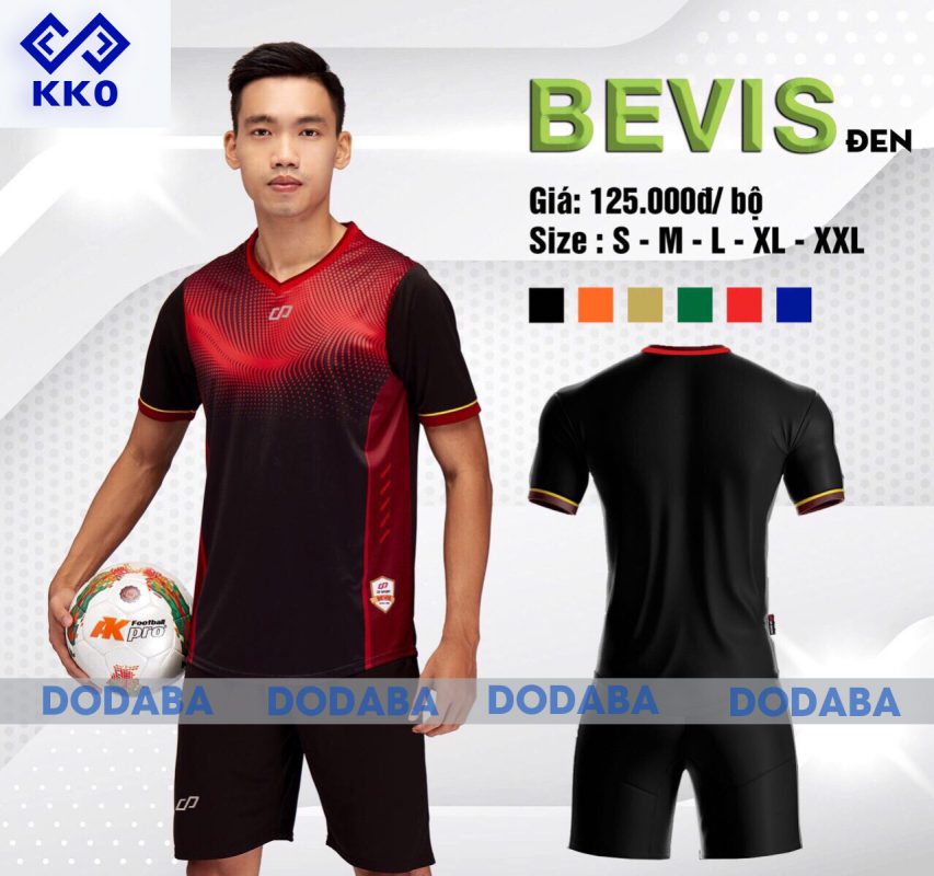đồ đá banh không logo đẹp nhất 2020 bevis cp đen đỏ