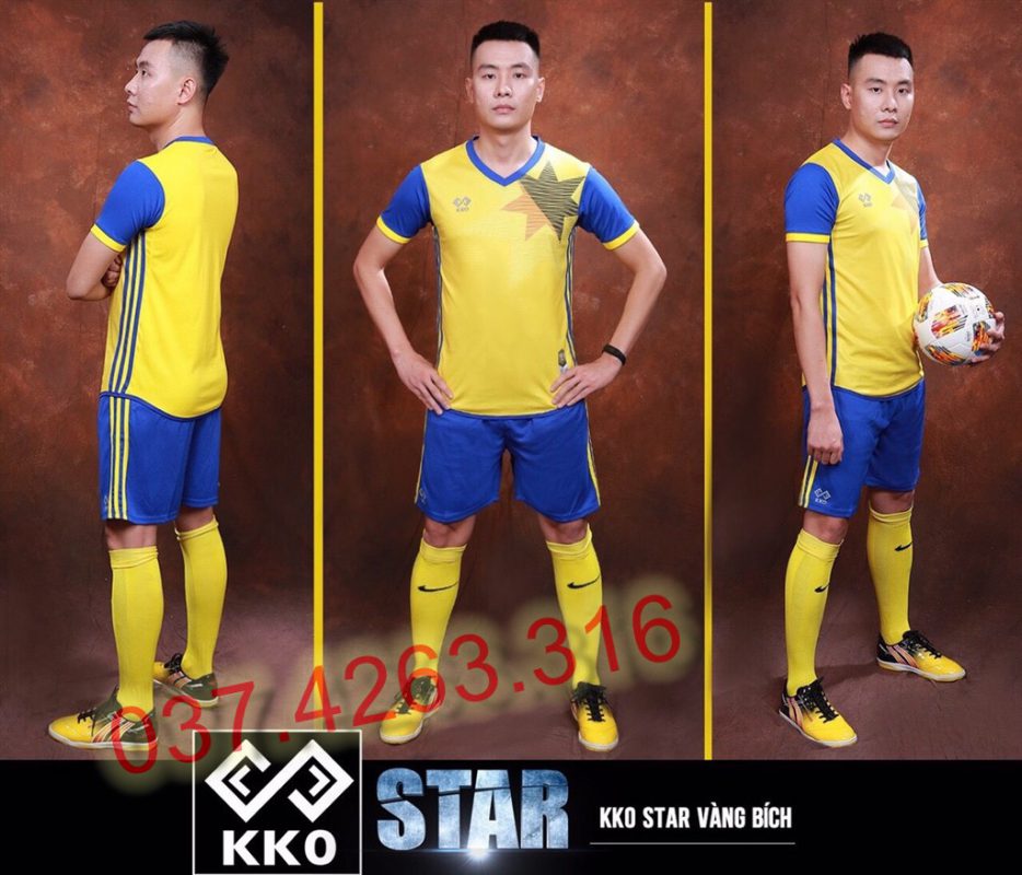 đồ đá banh không logo star đẹp nhất 2020 màu vàng