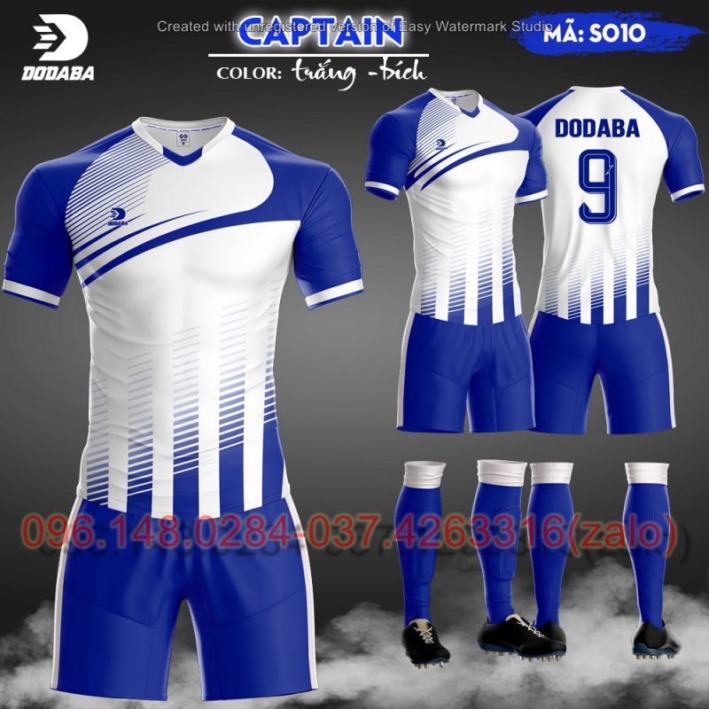 áo đá banh thiết kế cptain trắng