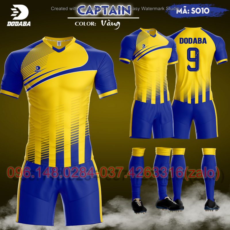 áo đá banh thiết kế cptain vàng