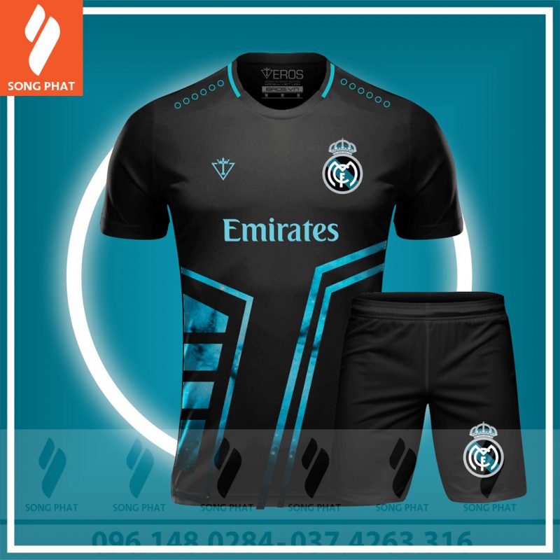 đồ đá banh clb real madrid đẹp nhất thiết kế đen