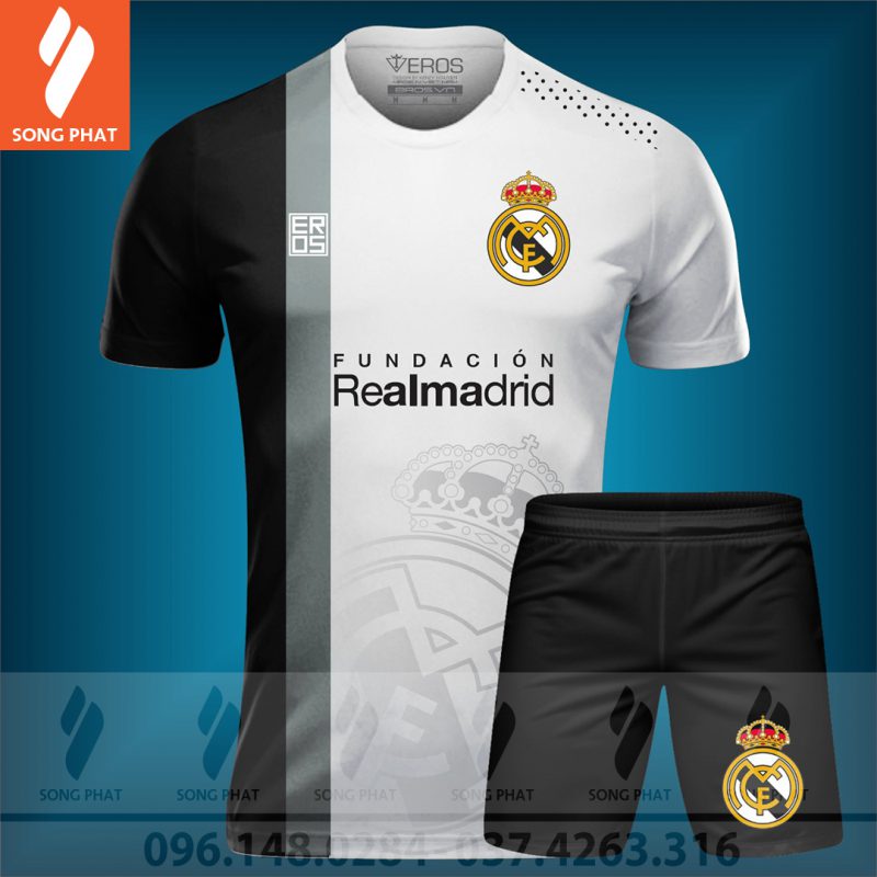 đồ đá banh clb real madrid trắng đen