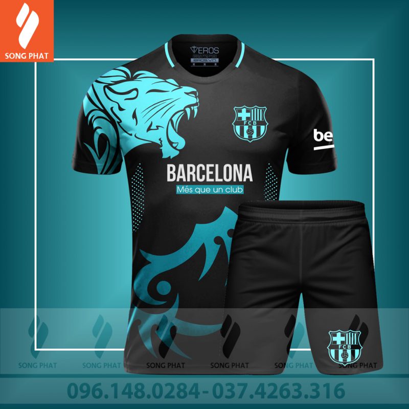 đồ đá banh clb barca đẹp mới nhất đen 23