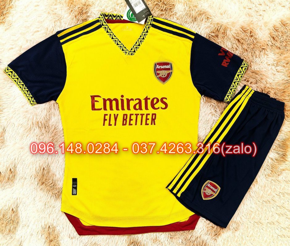 đồ áo đấ banh arsenal mới đẹp nhất vàng 