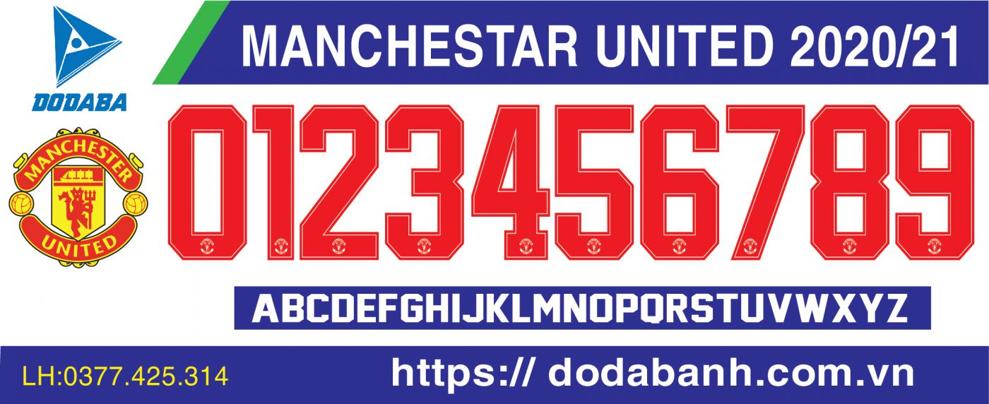 font số đá banh clb mu đẹp mới nhất