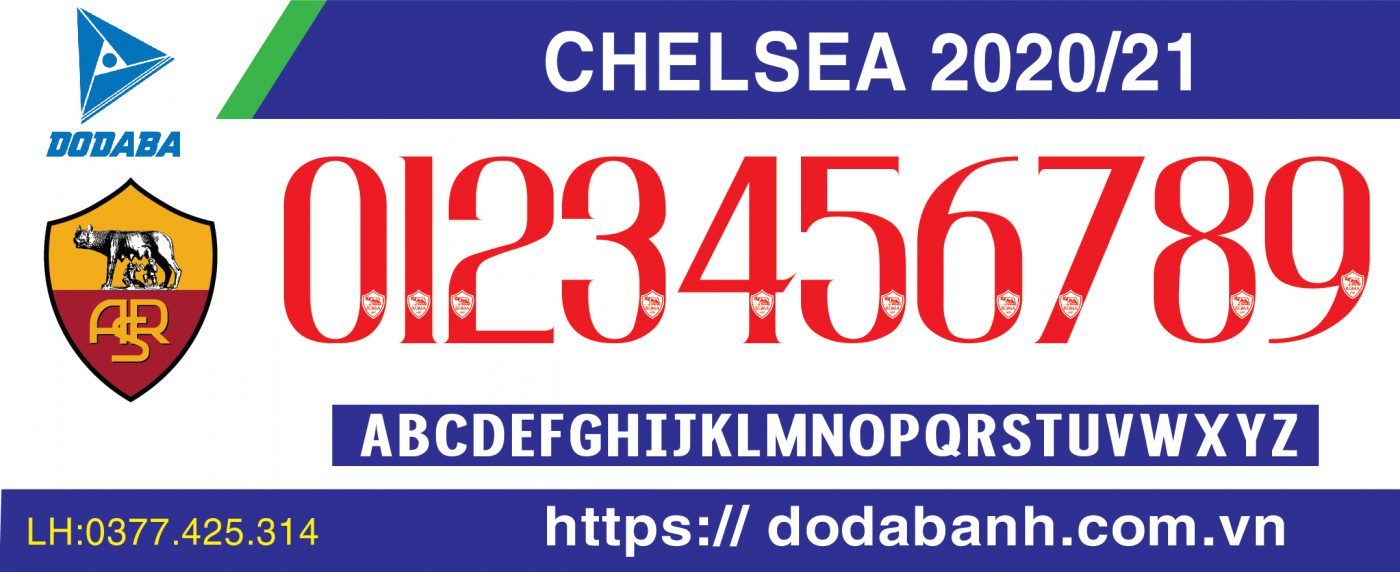 font số đá banh đẹp AS roma6