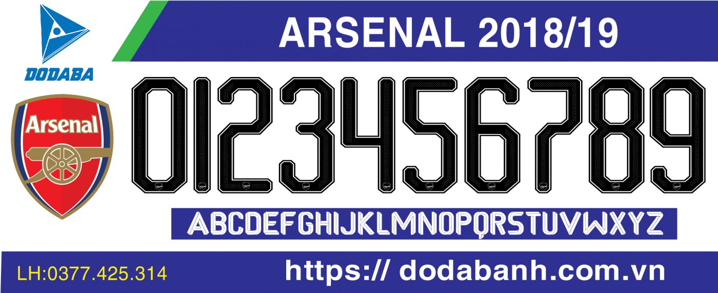 font số đá banh đẹp arsenal5
