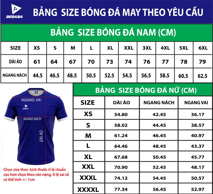 bảng size dodaba