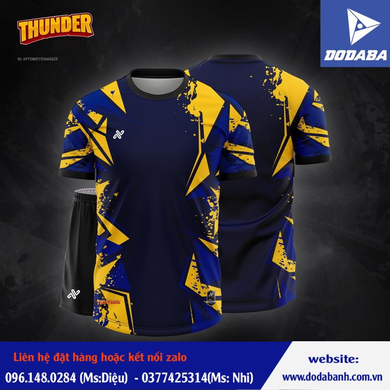 đồ đá banh không logo amac thunder xanh