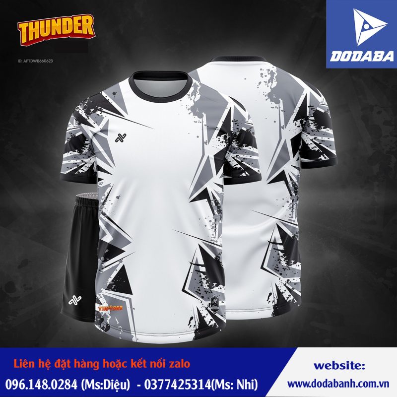 đồ đá banh không logo amac thunder trắng