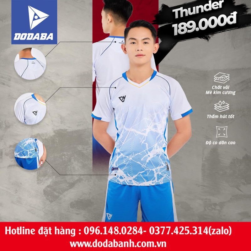 đồ đá banh VH thunder không logo trắng