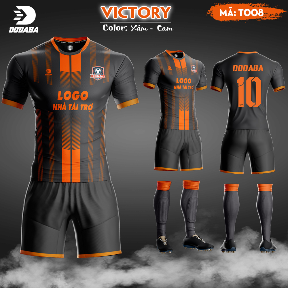 đồ đá banh thiết kế victory xám