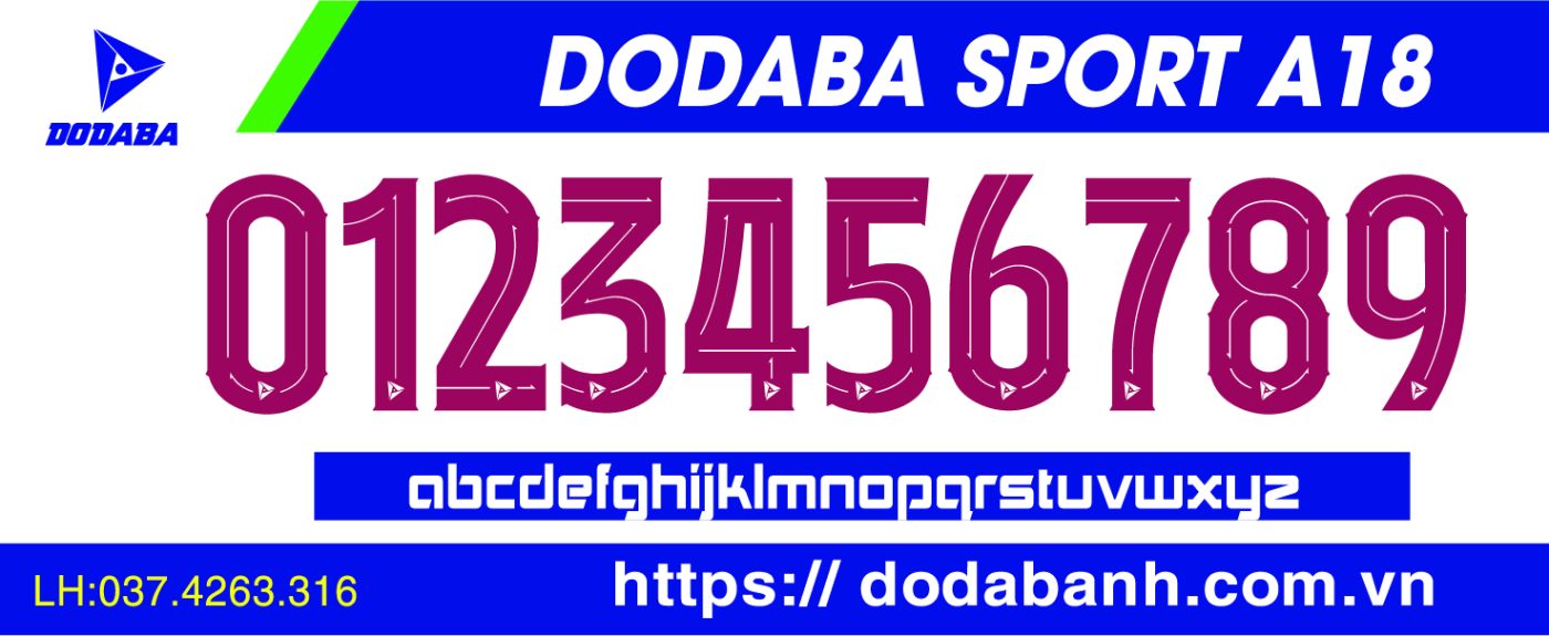 font số đá banh đẹp dodaba A18n
