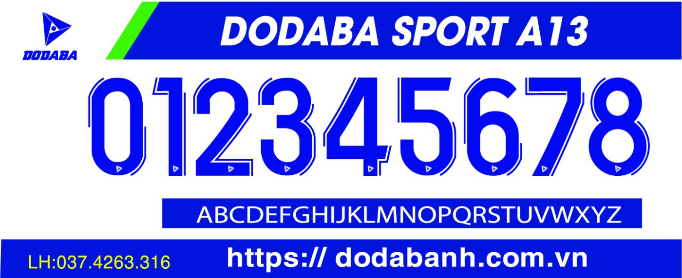 font số đá banh đẹp dodaba A13a