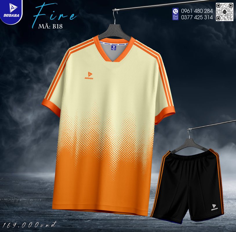 đồ đá banh thiết kế đẹp fire màu kem 2