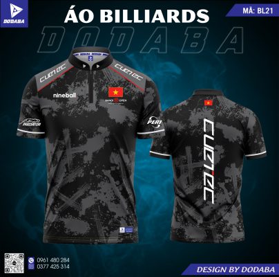 áo thiết kế billiards bl 21 màu đen