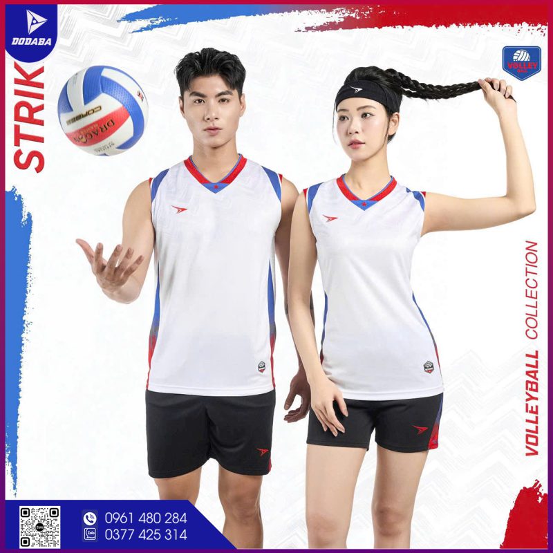 áo bóng chuyền thiết kế strike trắng