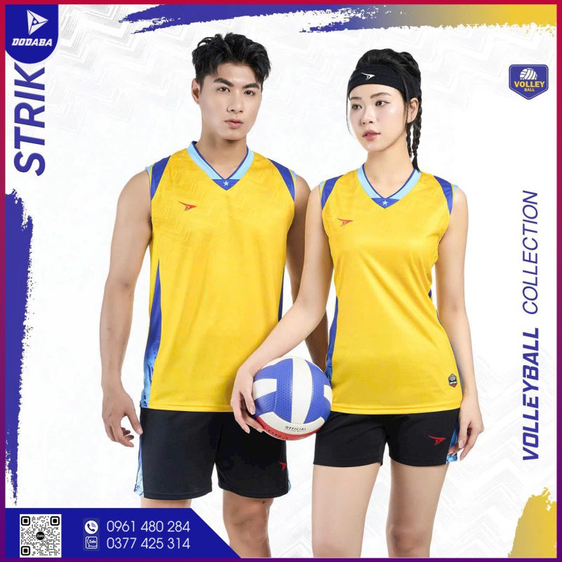 áo bóng chuyền thiết kế strike vàng