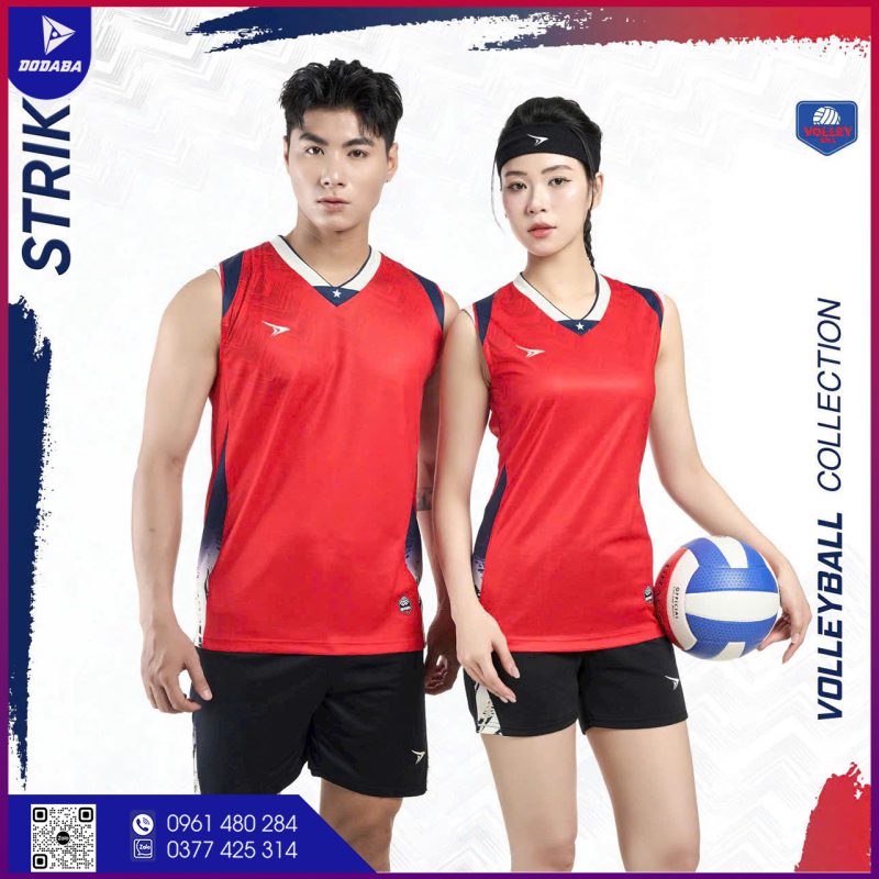 áo bóng chuyền thiết kế đẹp đỏ