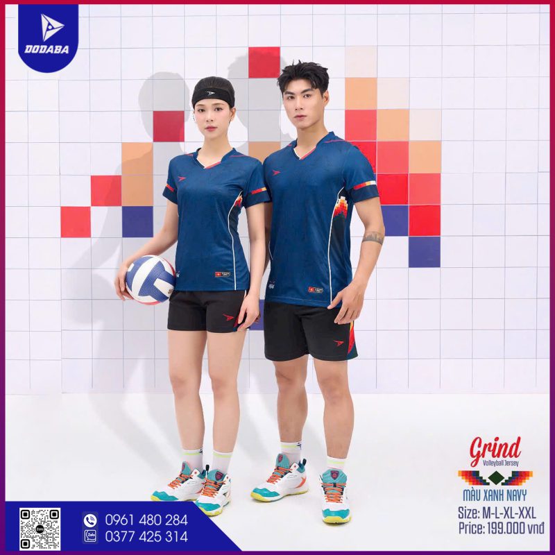 grind áo bóng chuyền thiết kế màu xanh