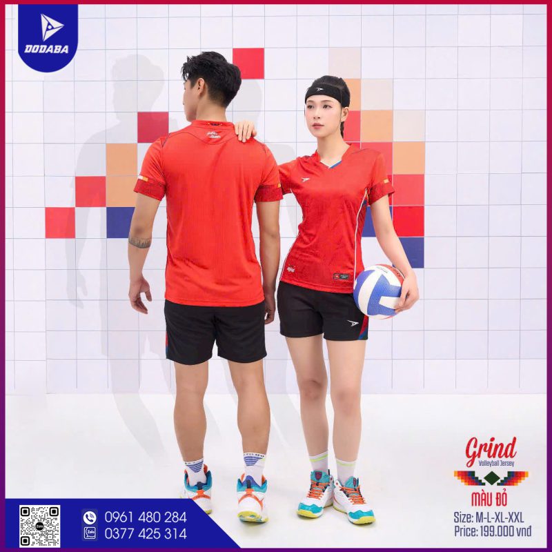 grind áo bóng chuyền thiết kế màu đỏ