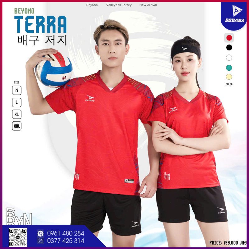 TERRA áo bóng chuyền thiết kế màu đỏ