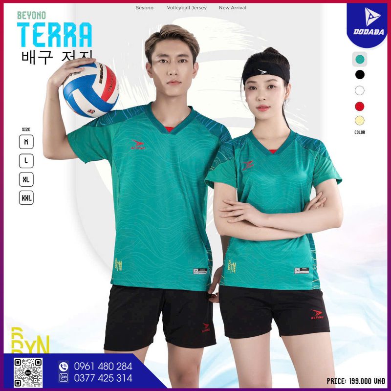 TERRA áo bóng chuyền thiết kế màu xanh