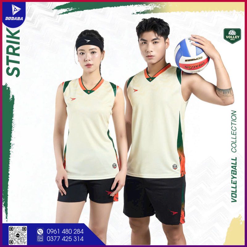 áo bóng chuyền thiết kế strike kem