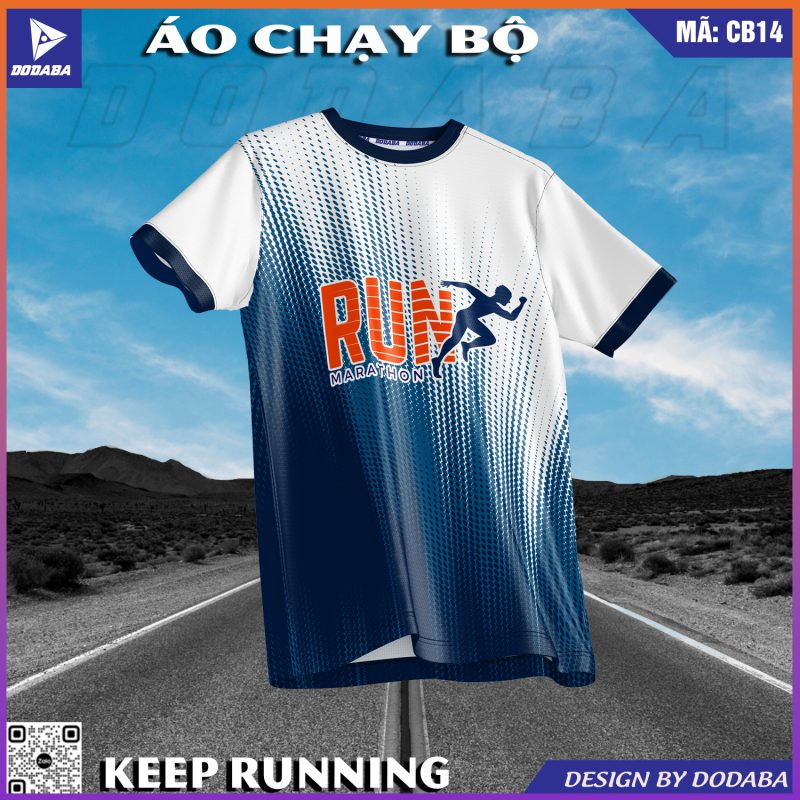 áo chạy bộ thiết kế màu xanh navi mặt trước