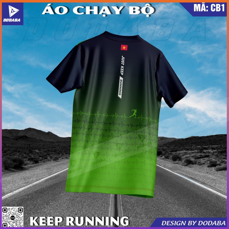 áo chạy bộ đẹp thiết kế màu xanh mặt sau