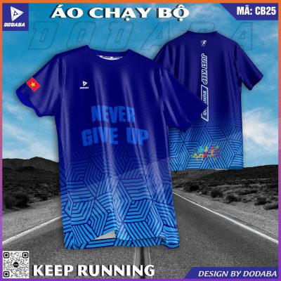 áo chạy bộ thiết kế xanh bích