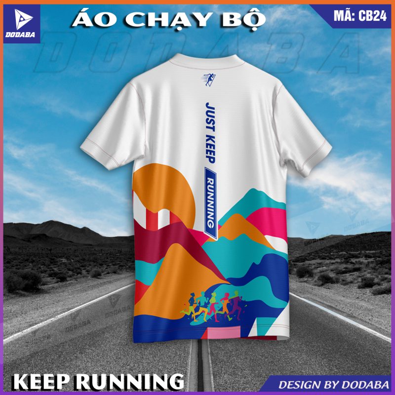 áo chạy bộ thiết kế cb24 trắng mặt sau