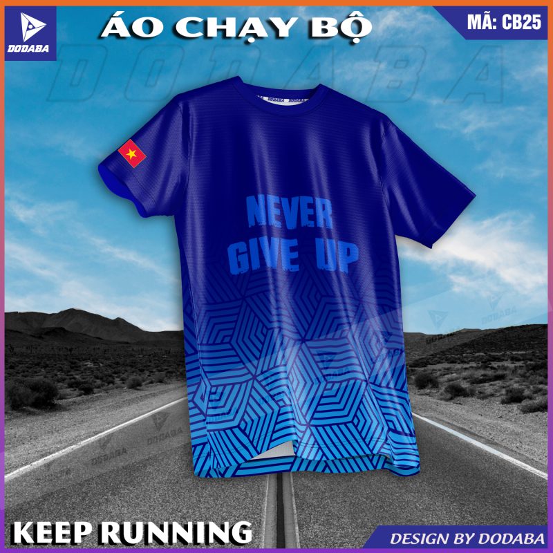 áo chạy bộ thiết kế xanh bích mặt trước