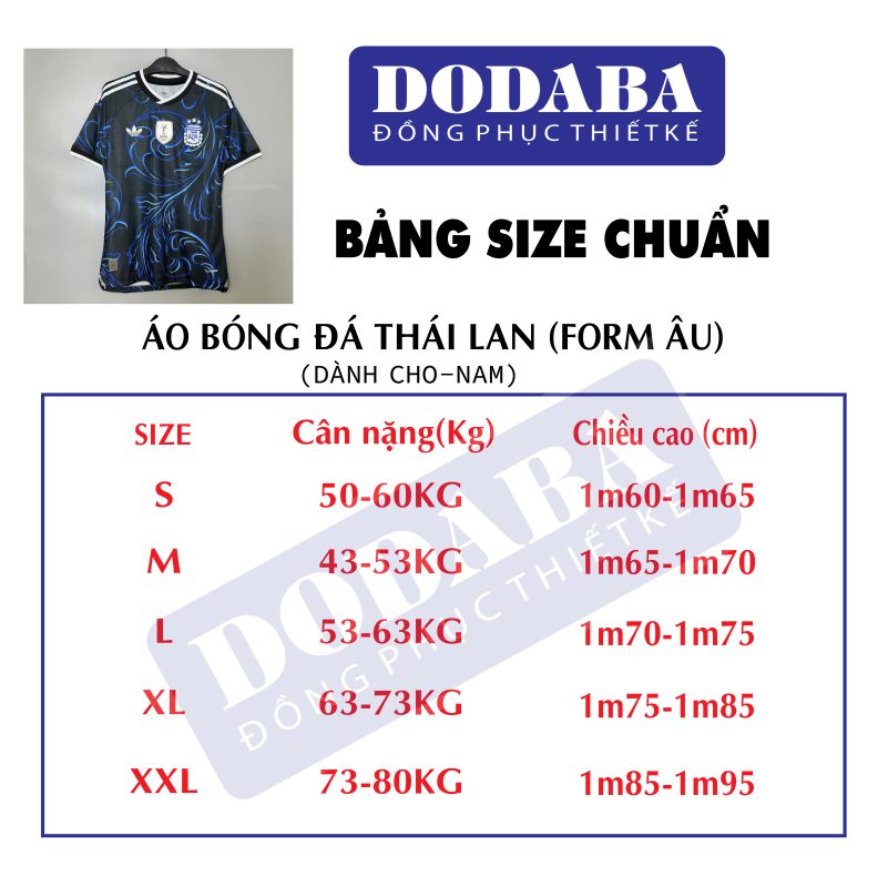 BẢNG SIZE THÁI LAN FORM ÂU