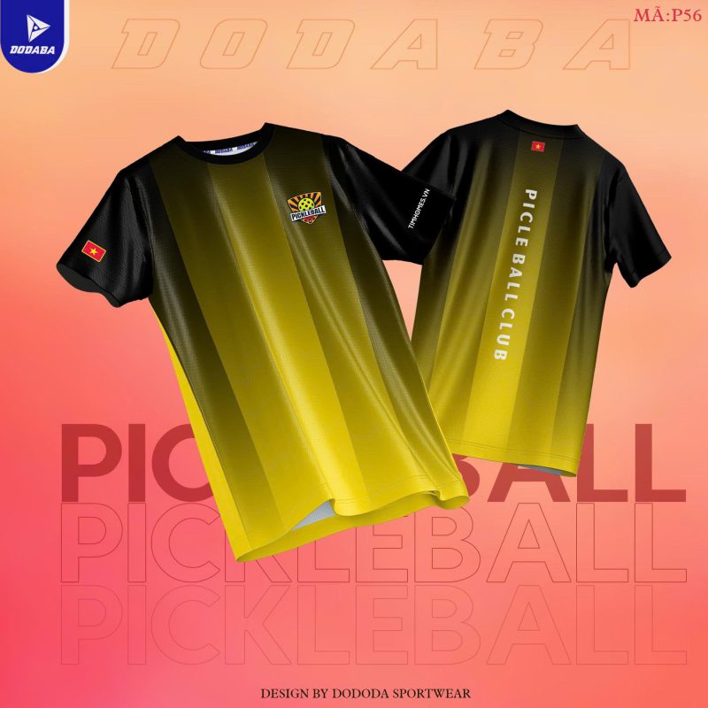 áo thiết kế pickleball màu đen vàng