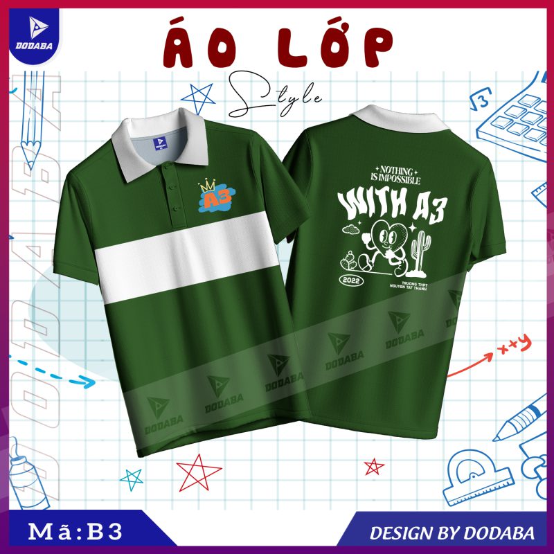 áo lớp thiết kế b3 màu xanh lá