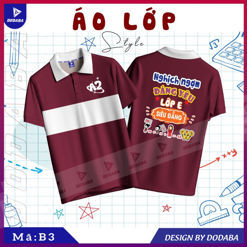 áo lớp thiết kế b3 màu đỏ đô