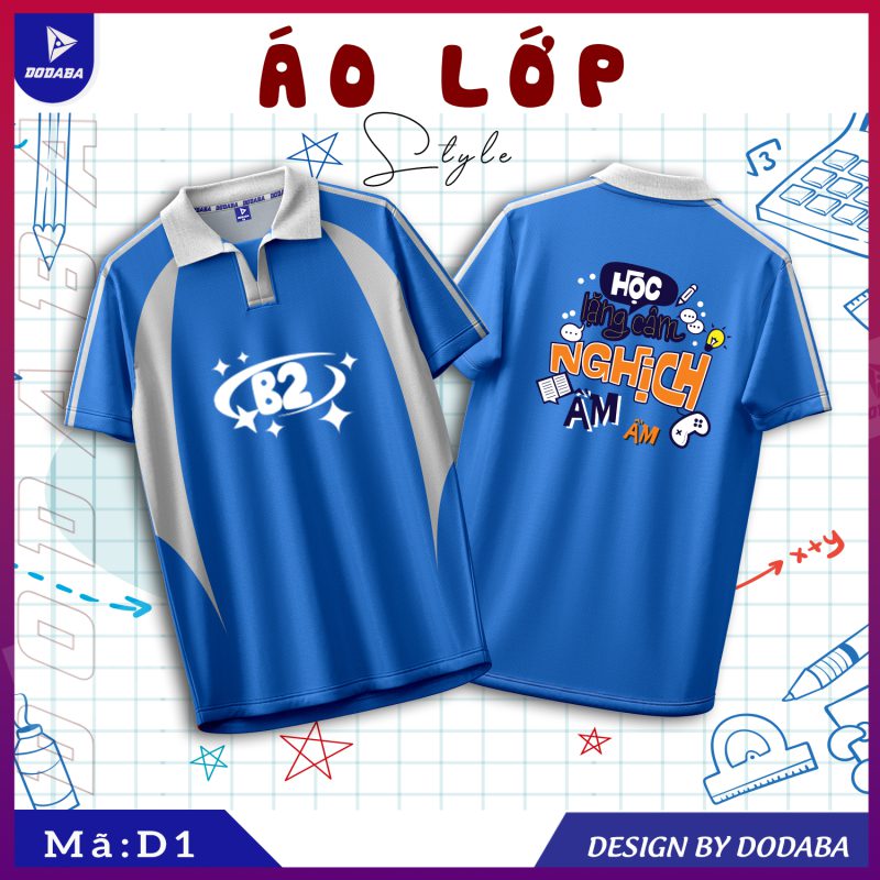 áo lớp thiết kế d1 xanh dương