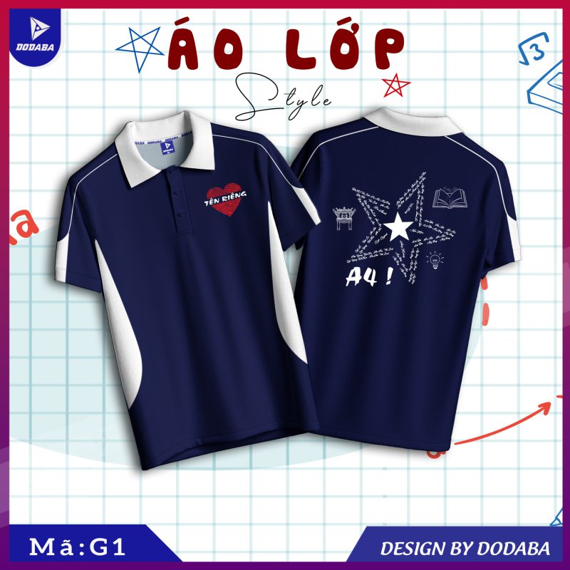 áo lớp thiết kế G xanh navy