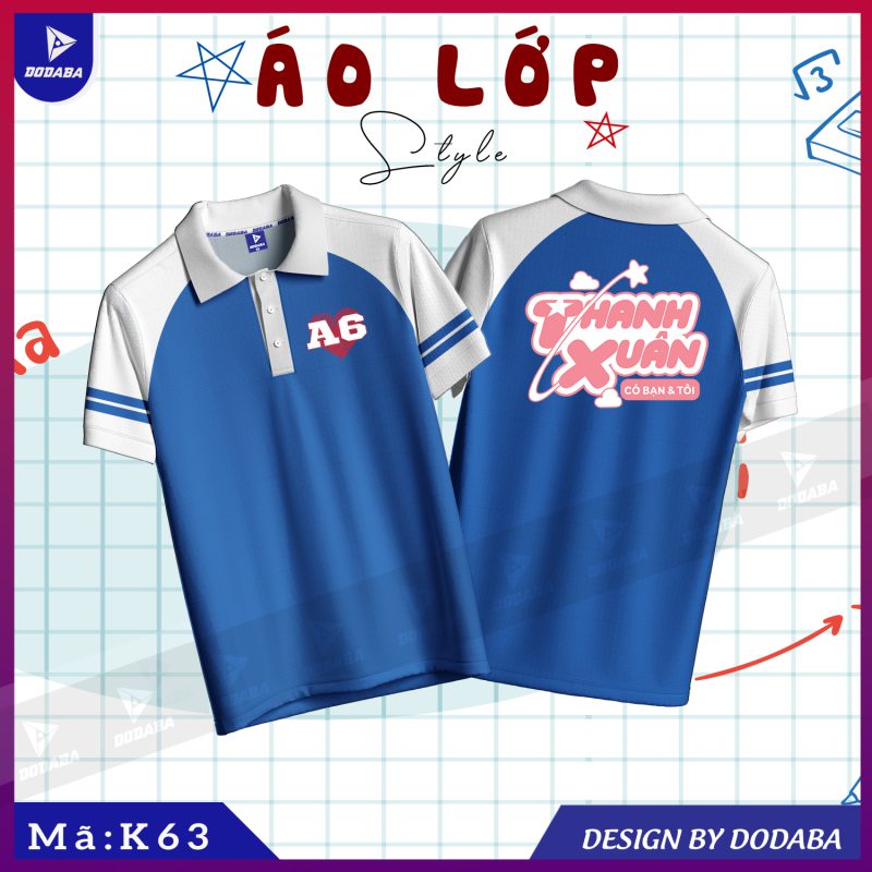 áo lớp thiết kế K xanh dương đậm
