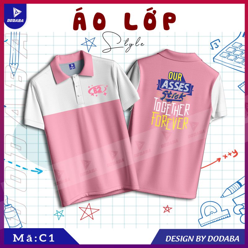 áo lớp thiết kế c1 màu trắng hồng