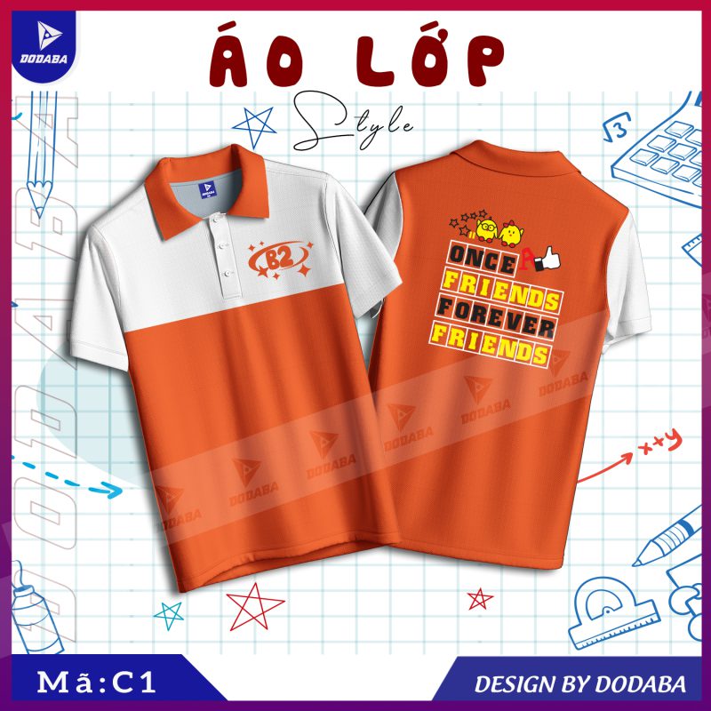áo lớp thiết kế c1 màu cam