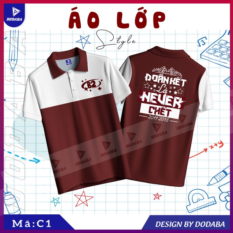 áo lớp thiết kế c1 màu đỏ đô