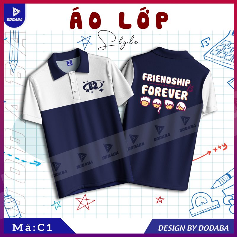 áo lớp thiết kế c1 màu xanh navy
