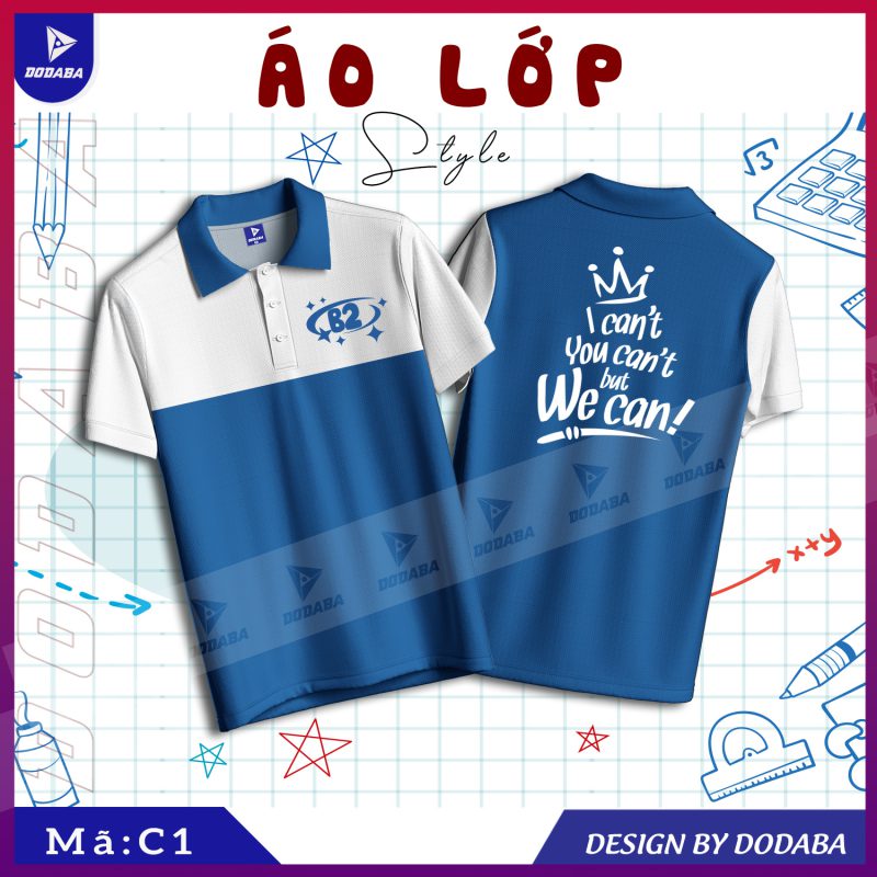 áo lớp thiết kế c1 màu xanh dương