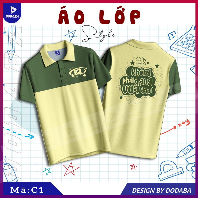 áo lớp thiết kế c1 màu vàng xanh