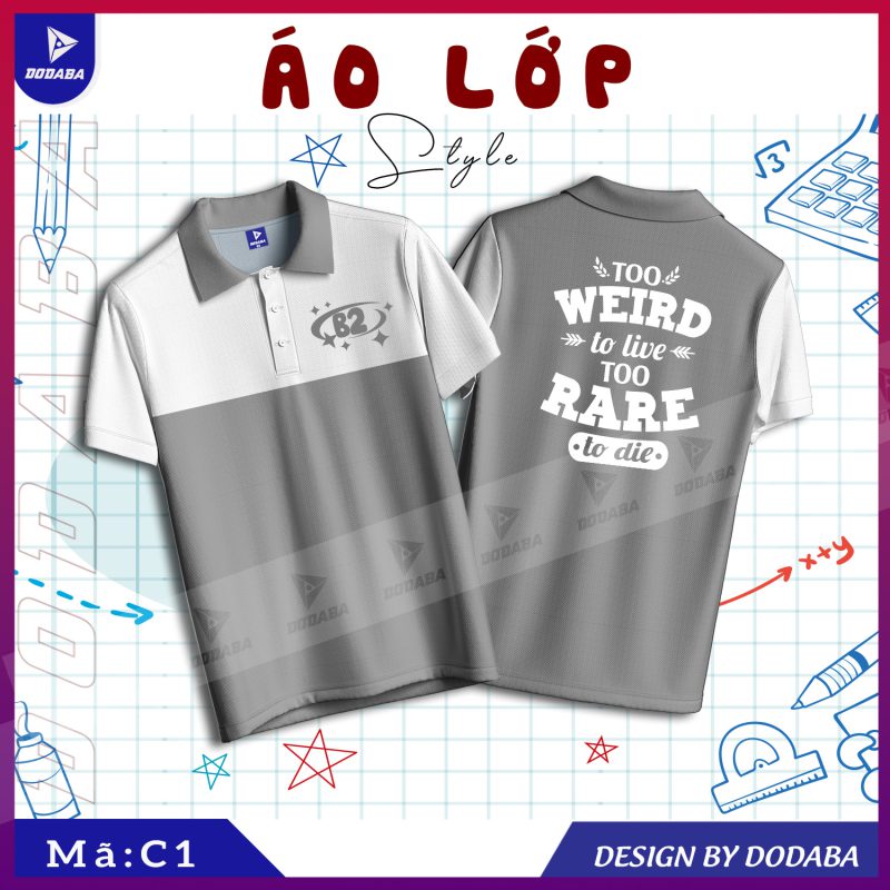 áo lớp thiết kế c1 màu trắng xám