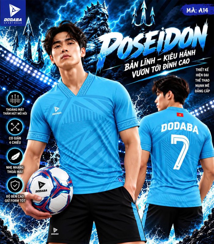 áo thiết kế poseidon màu xanh