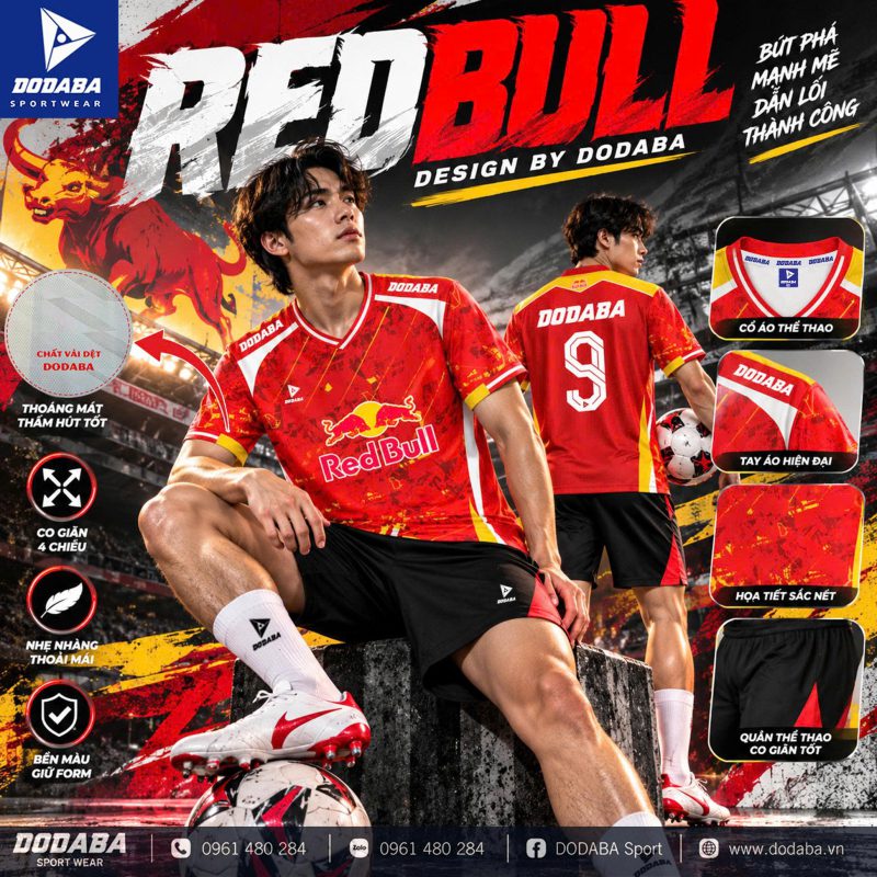 Áo thiết kế red bull màu đỏ