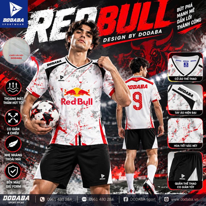 Áo thiết kế red bull màu trắng